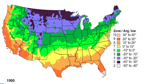 Plant Hardiness Zone Map 1990 