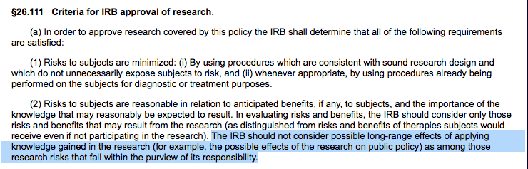 IRB criteria policy nono