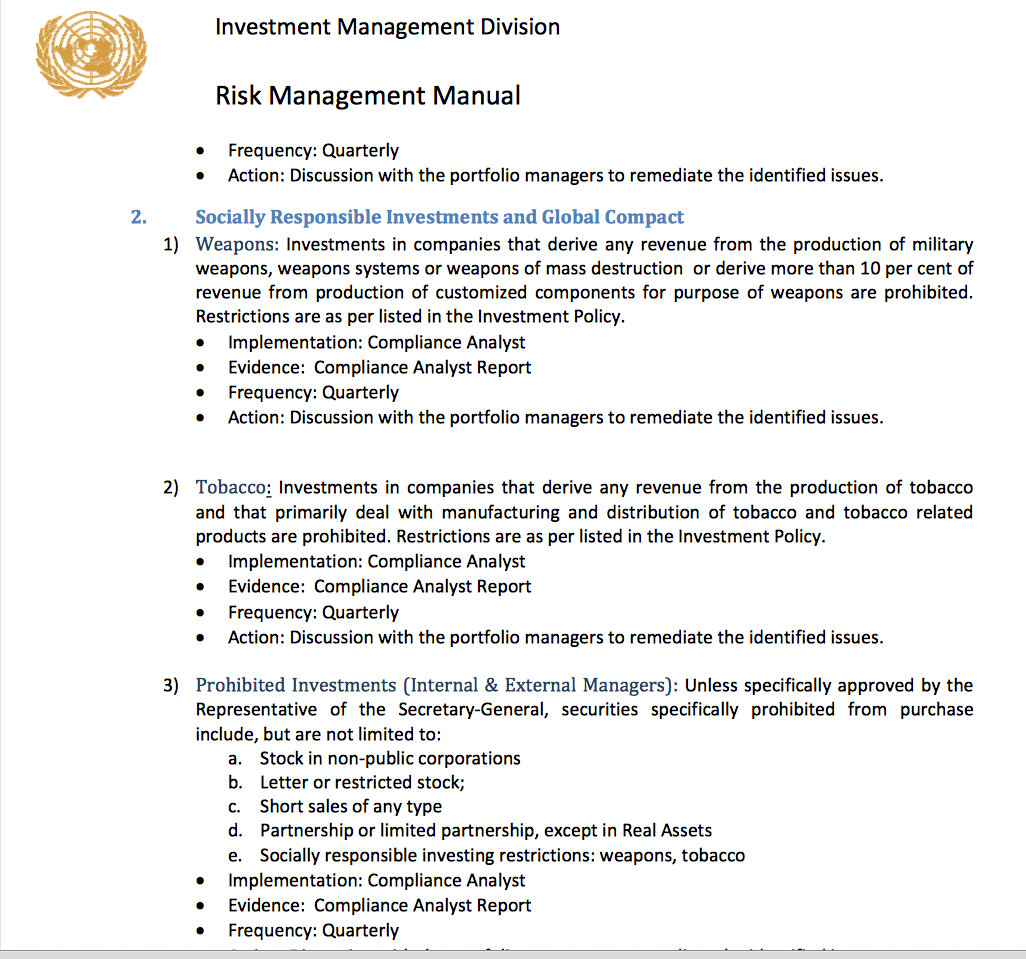 UN risk management manual page
