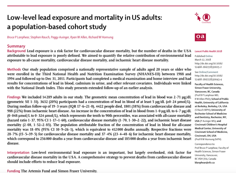 Claim: Lead causes 250,000 heart disease deaths per year – JunkScience.com