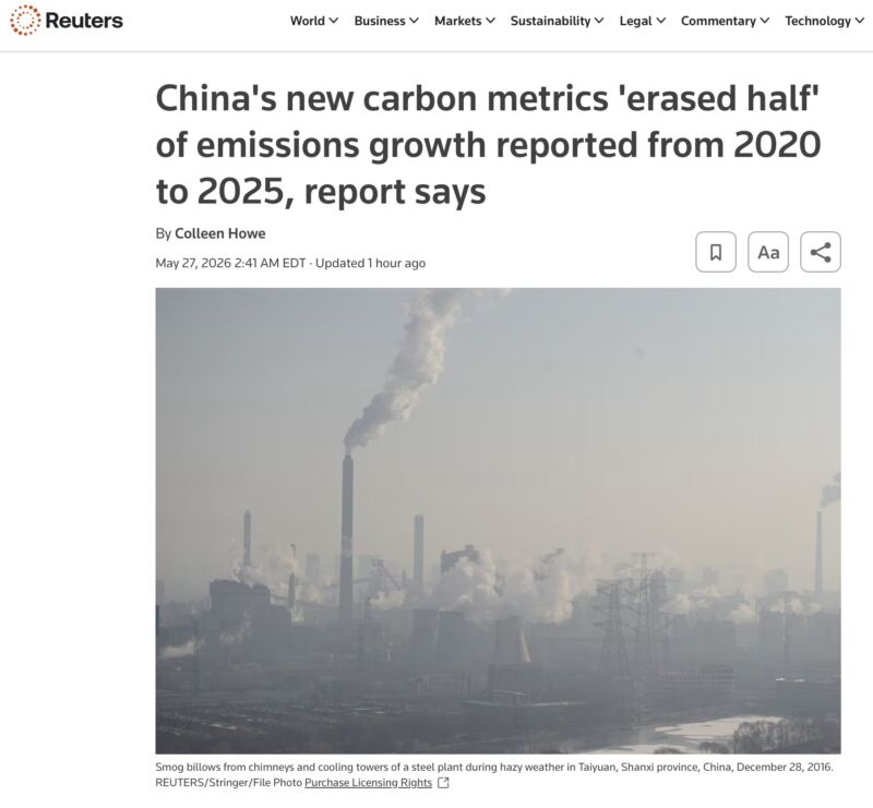Image for the Tweet beginning: Communist China Stalinizes CO2 emissions