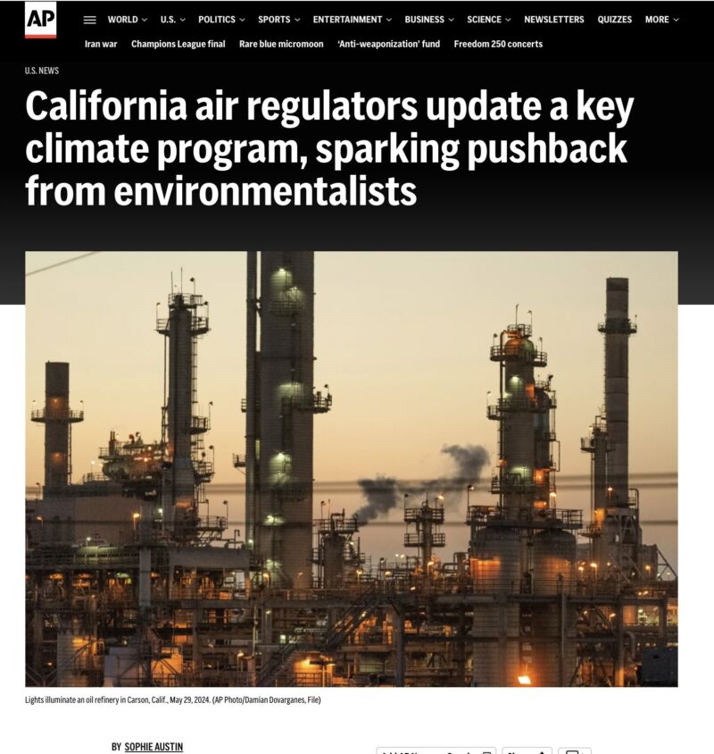 Image for the Tweet beginning: California's Climate Fraud: Not only