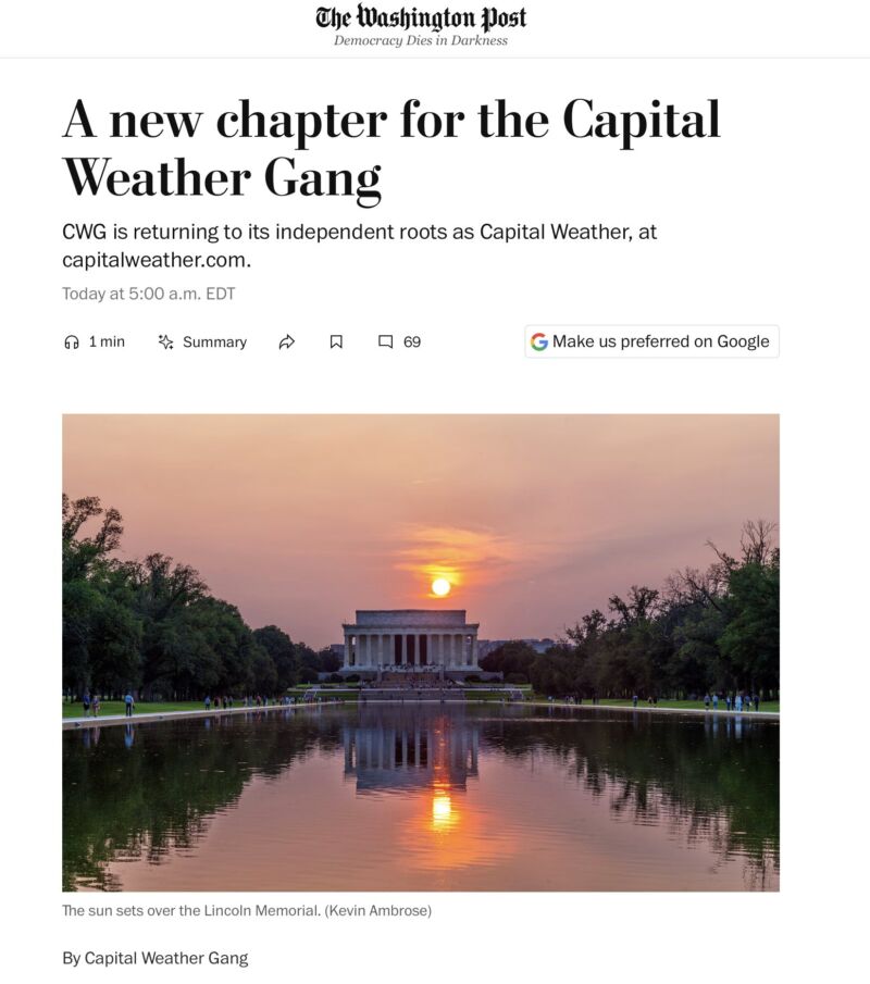 Image for the Tweet beginning: Climate change: Washington Post dumps