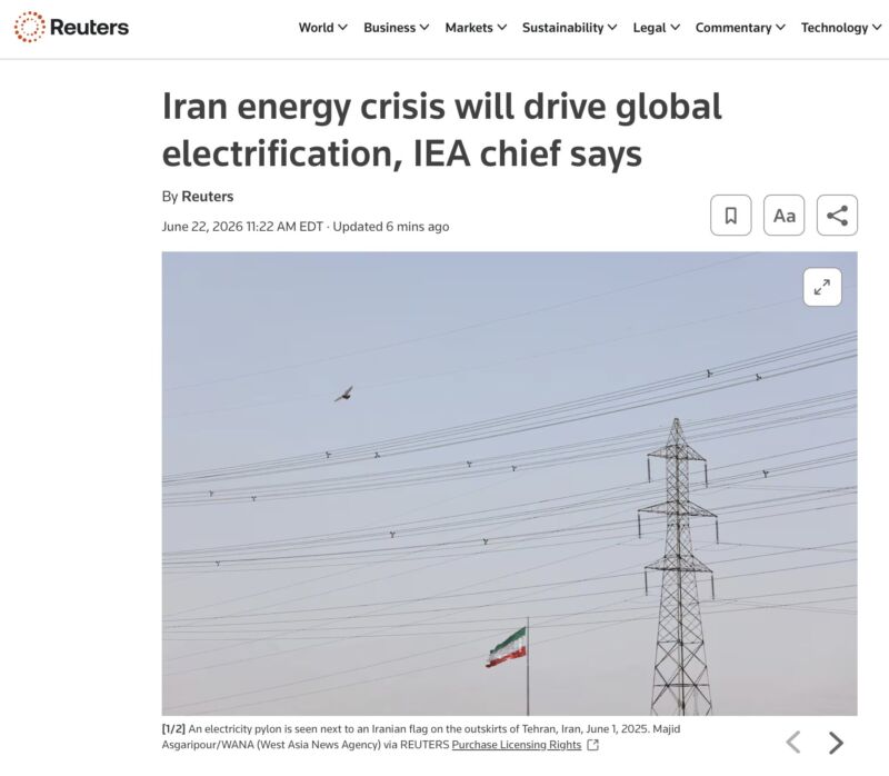Image for the Tweet beginning: International Enemy Agency: @IEA advances