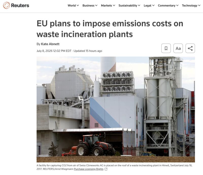 Image for the Tweet beginning: Garbage thinking: EU to charge