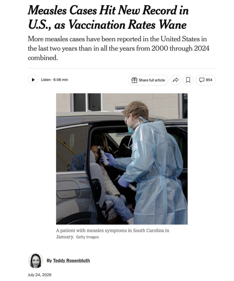 Image for the Tweet beginning: Reminder: The measles came through