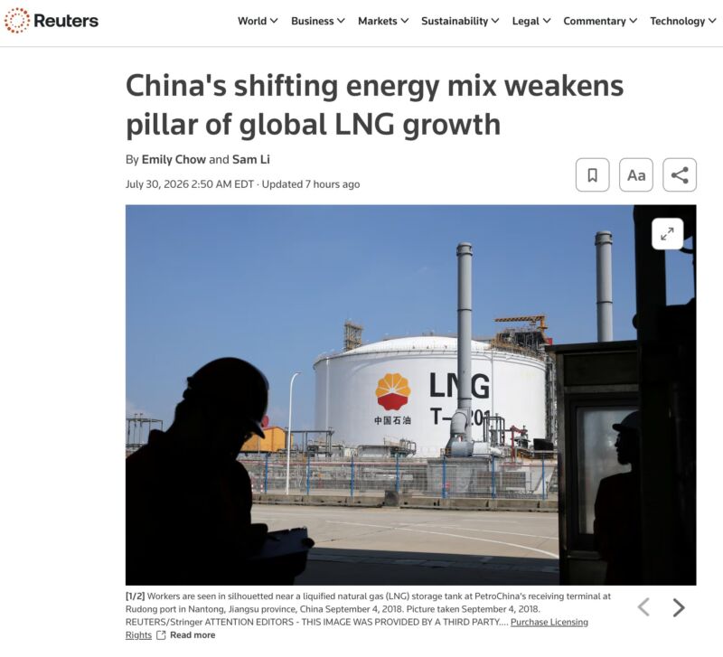 Image for the Tweet beginning: China is not "decarbonizing"; it