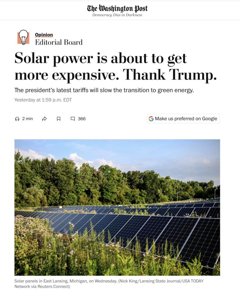Image for the Tweet beginning: Washington Post editorial board now
