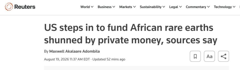 Image for the Tweet beginning: Private investors won't finance rare