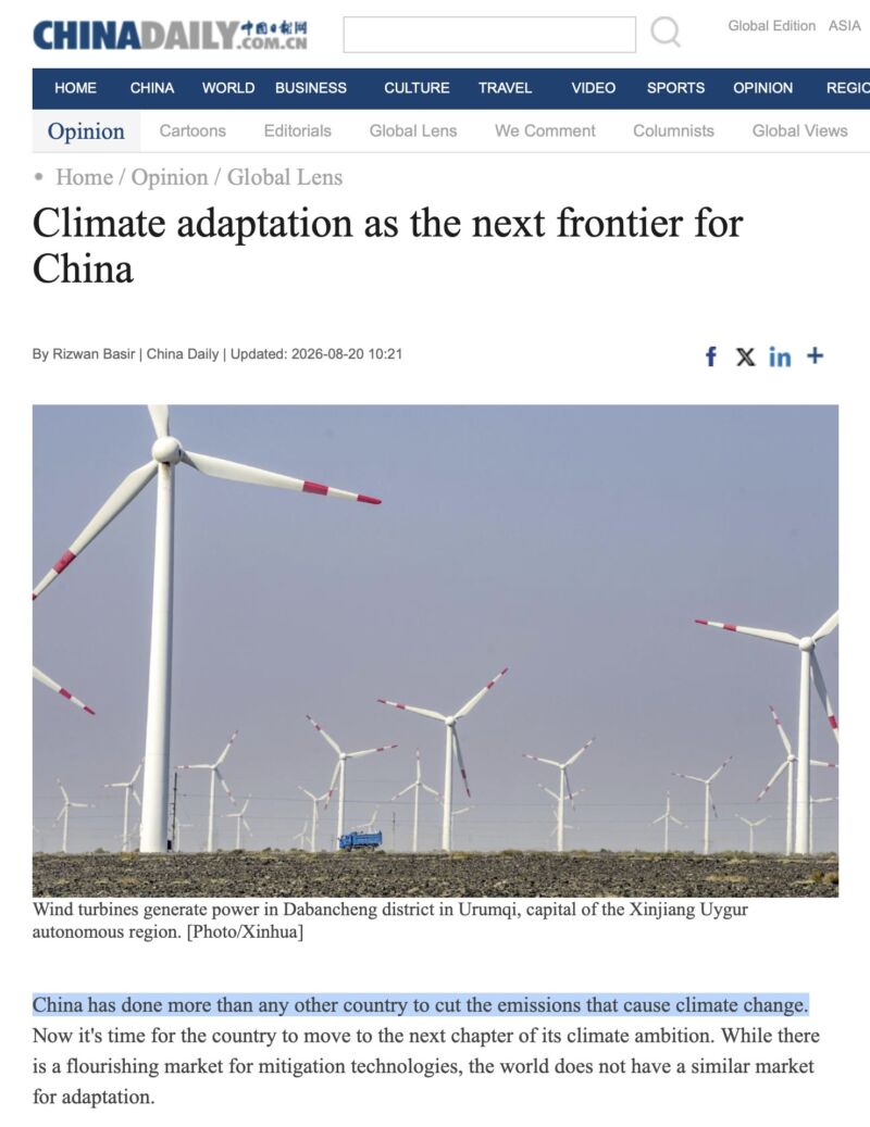 Image for the Tweet beginning: China gives up on emissions