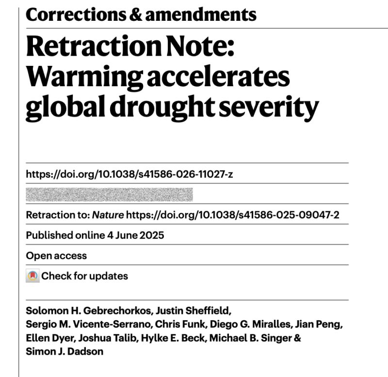 Image for the Tweet beginning: Another climate lie retracted: Study
