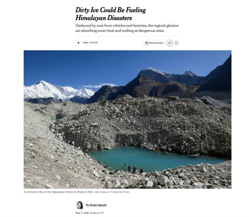 Image for the Tweet beginning: The ice avalanche in Nepal