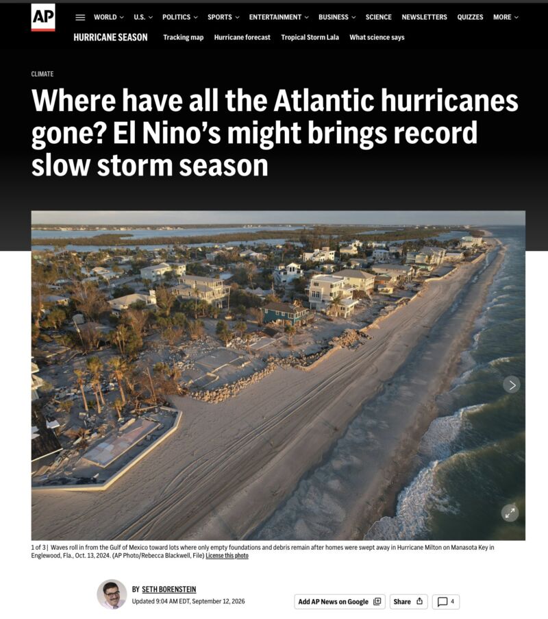 Image for the Tweet beginning: Even AP climate propagandist Seth