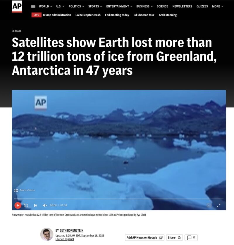 Image for the Tweet beginning: Wrong again, climate hoaxers! Even