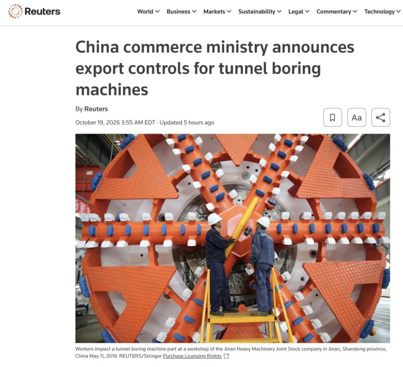Image for the Tweet beginning: China announces export controls on