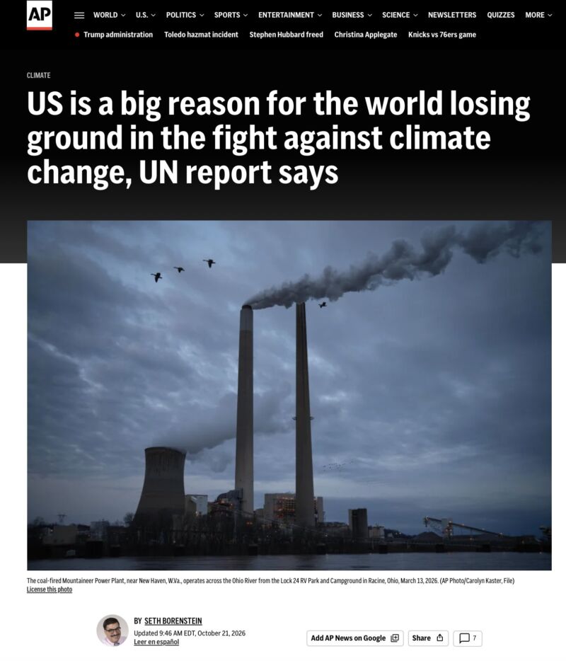 Image for the Tweet beginning: AP climate propagandist Seth Borenstein